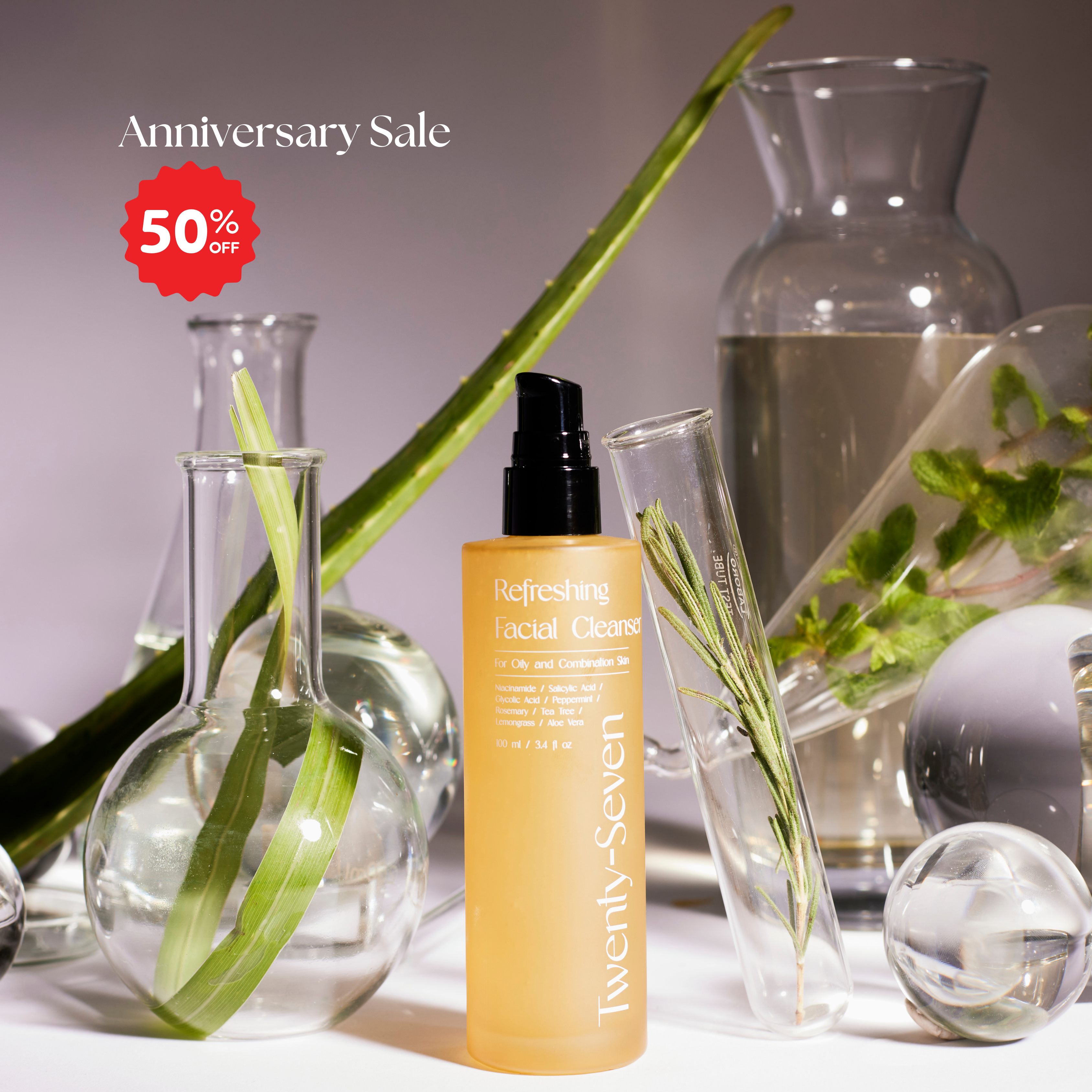 Refreshing Facial Cleanser with Niacinamide, Glycolic Acid (AHA) and Salicylic Acid (BHA)