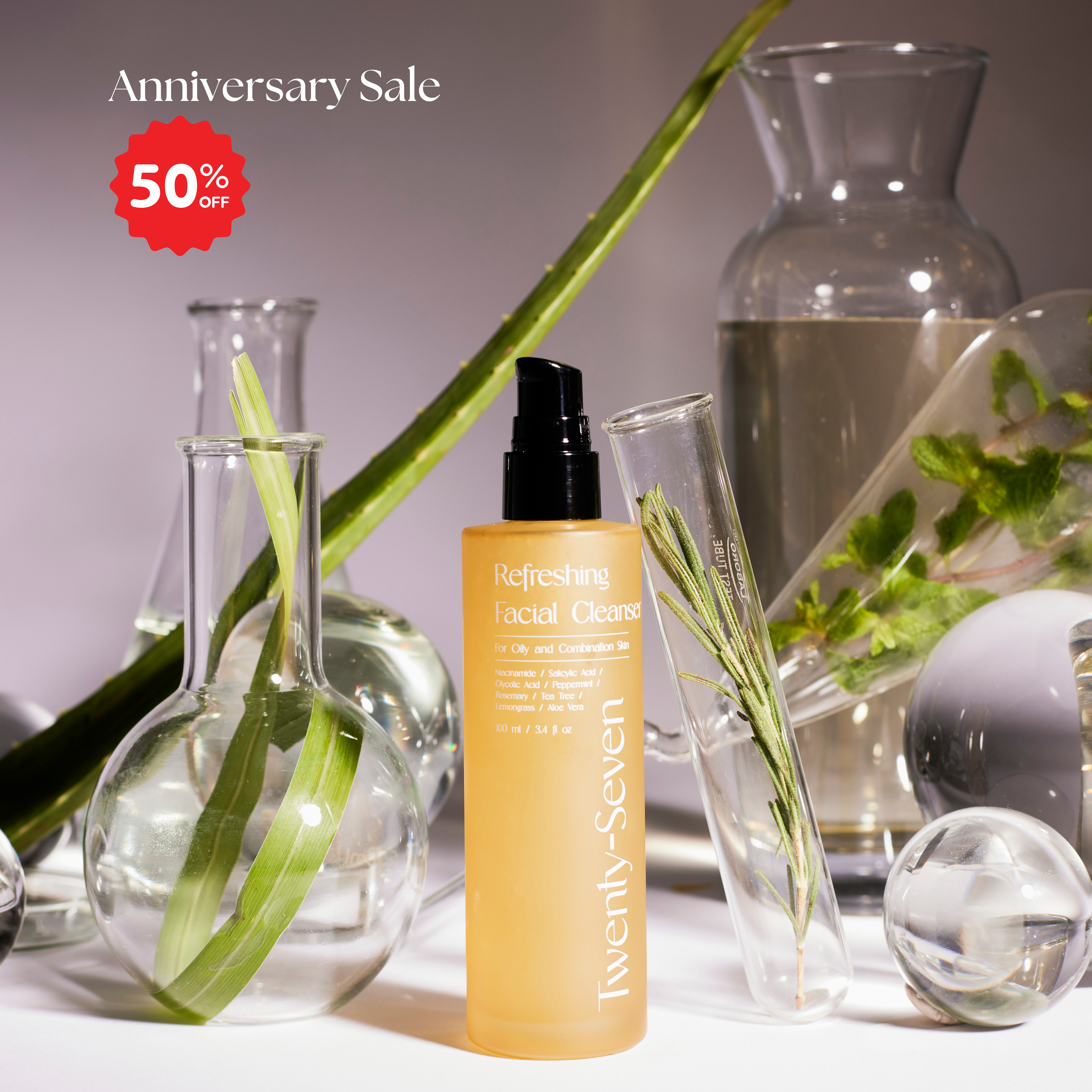 Refreshing Facial Cleanser with Niacinamide, Glycolic Acid (AHA) and Salicylic Acid (BHA)