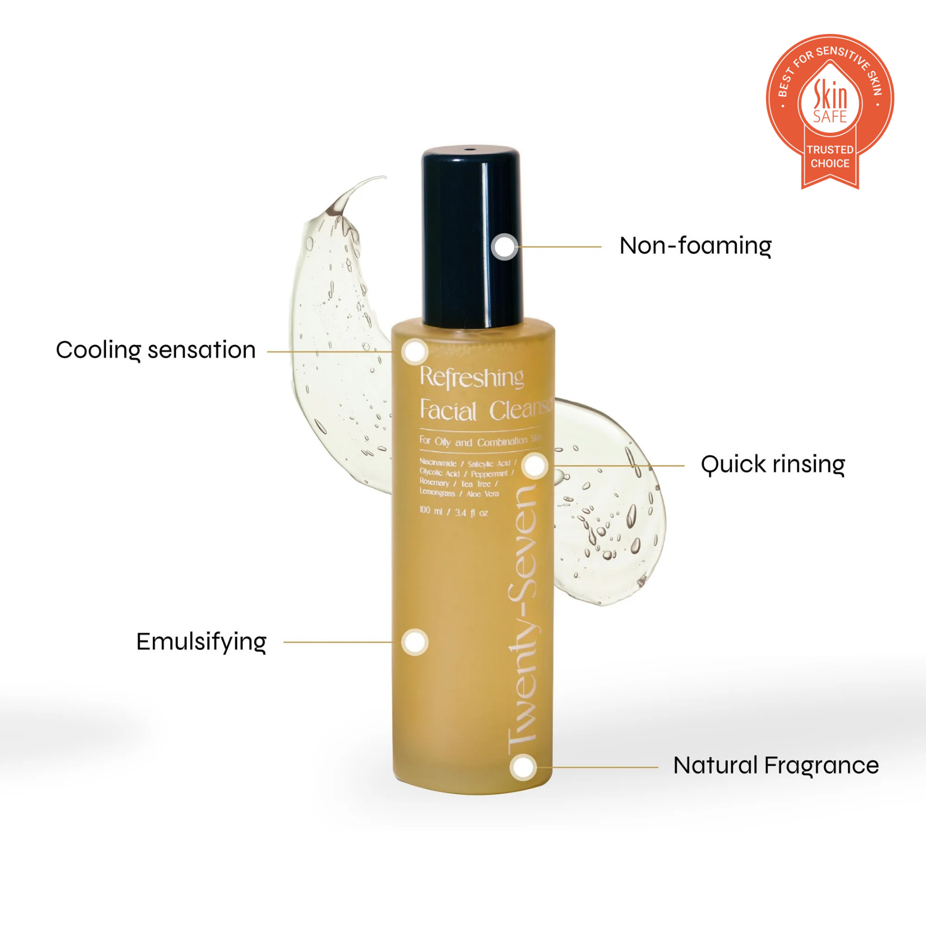 Refreshing Facial Cleanser with Niacinamide, Glycolic Acid (AHA) and Salicylic Acid (BHA)