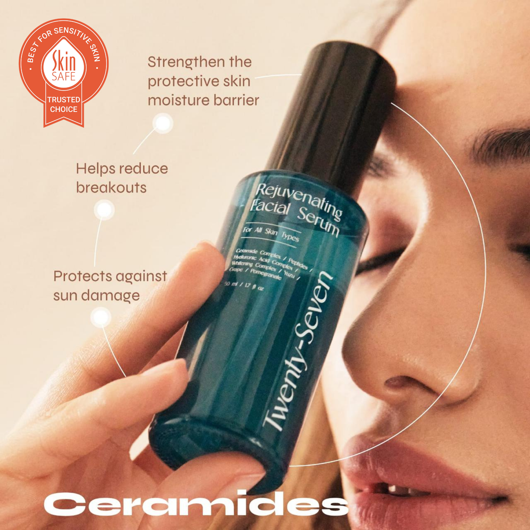 Rejuvenating Facial Serum with Ceramides, Peptides and Hyaluronic Acid Complex