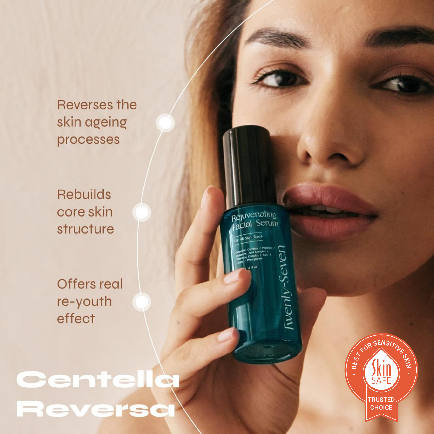 Rejuvenating Facial Serum with Ceramides, Peptides and Hyaluronic Acid Complex