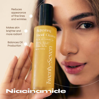 Nettoyant rafraîchissant pour le visage à la niacinamide, à l'acide salicylique et à l'acide glycolique (AHA)