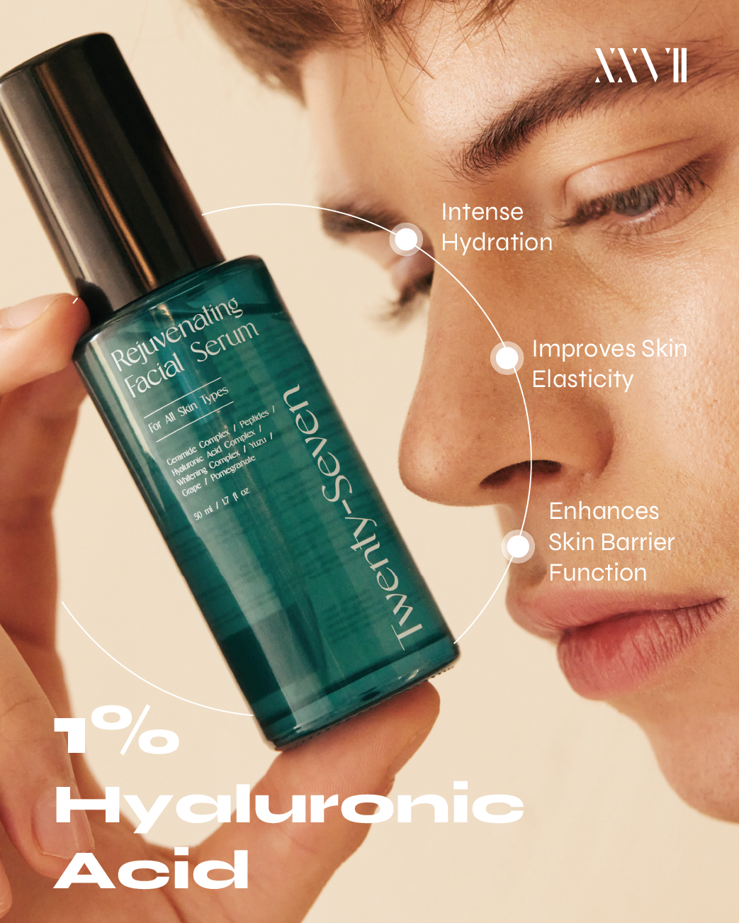 Rejuvenating Facial Serum with Ceramides, Peptides, Hyaluronic Acid and Vitamin C